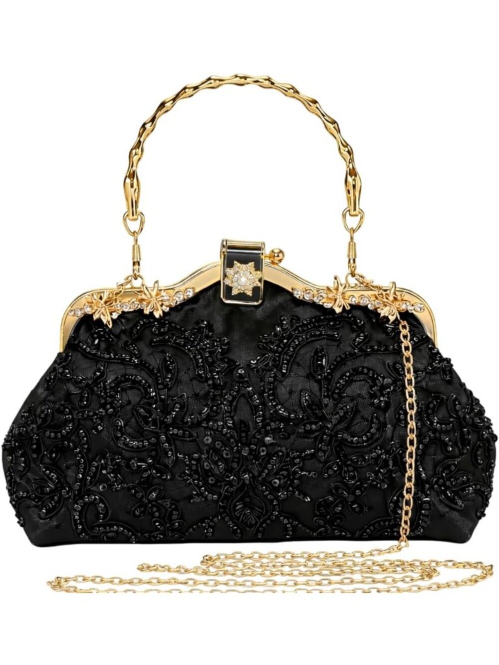 Elegant Evening Clutch Purse with Chain Strap - Formal Handbag for Weddings